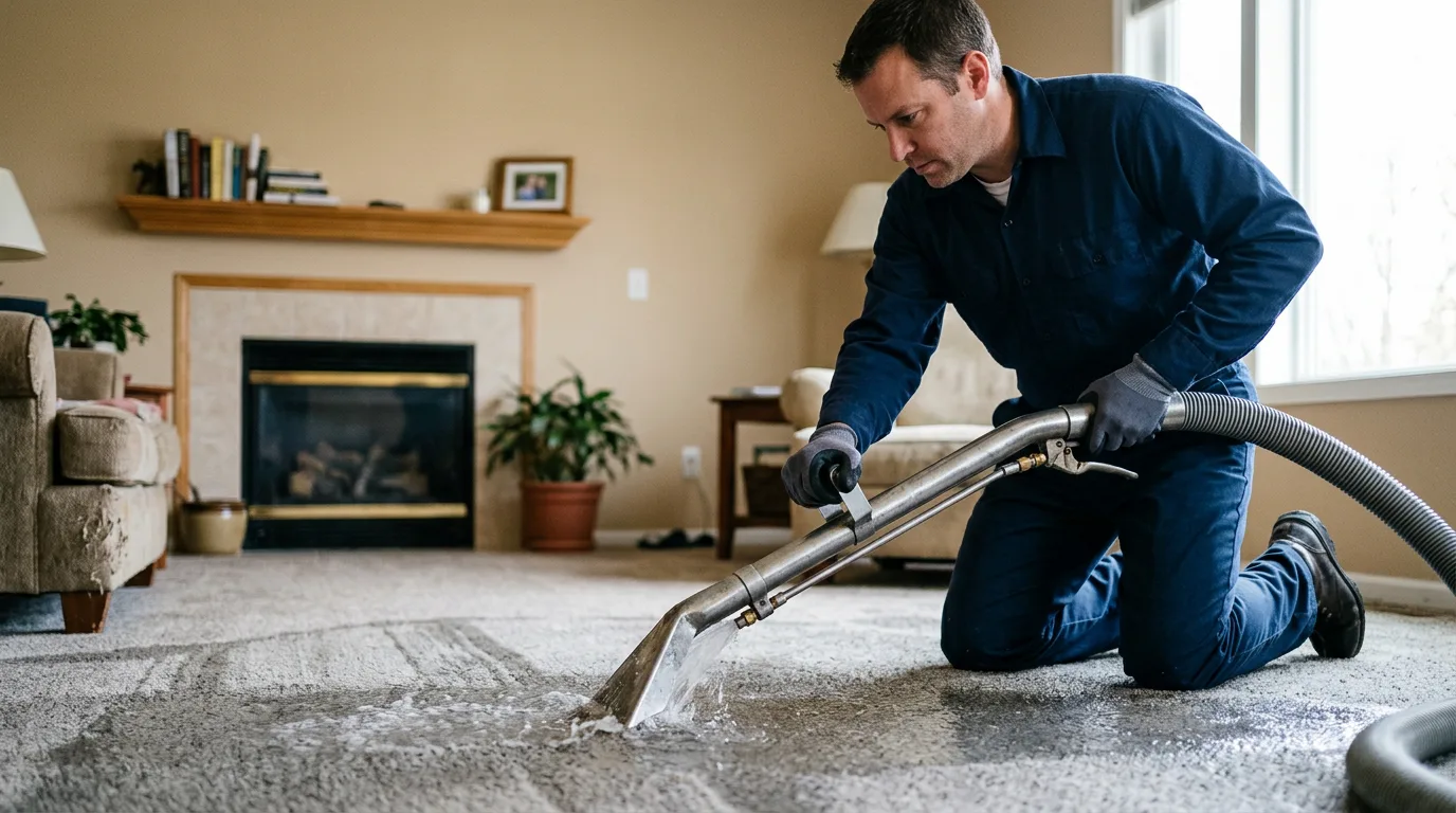 Water damage restoration technician working near Dahlonega, GA